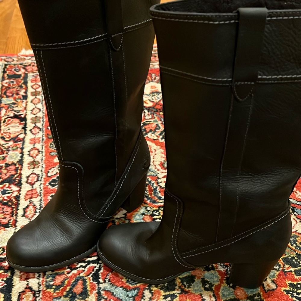 Timberlake black leather 2 3/4” heel boots size 7 1/2 nwot
